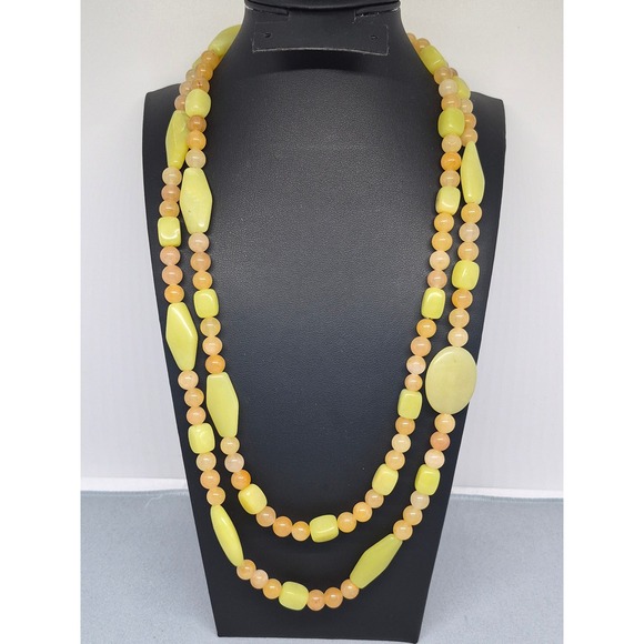 Jay King Jewelry - Jay King Necklace Lime Green Serpentine Orange Quartzite Long Beaded Strand